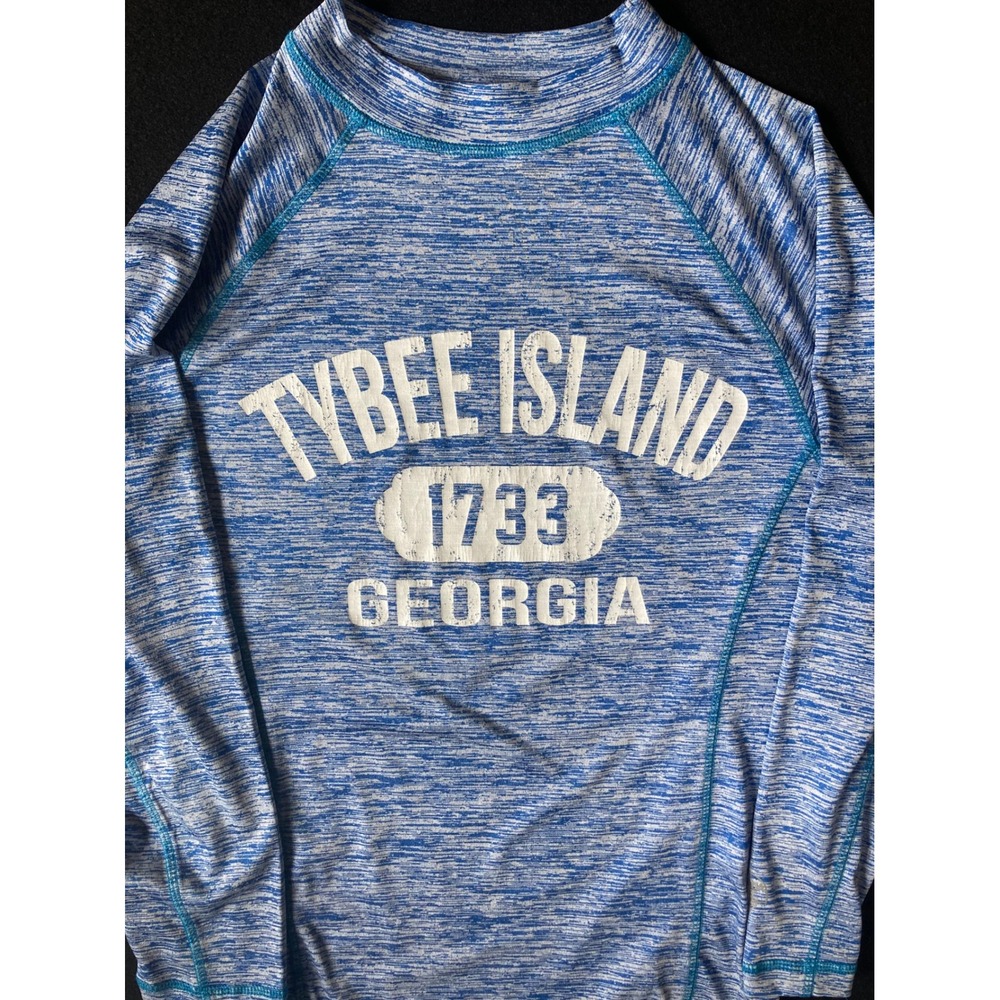 Banana Boat Tybee Island Georgia Rash Guard Blue Space Dye UPF 50+ Mens Large